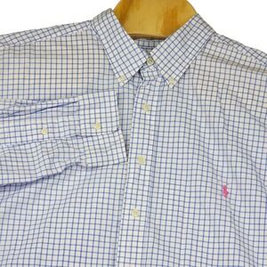 Ralph Lauren Shirt Men's Big Tall 2XB Gingham Check Button Down Pink Pony